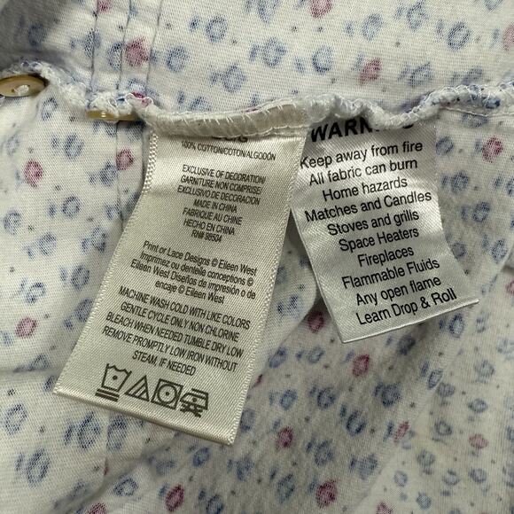 Eileen West Cotton Short Nightgown Flannel Cottage Floral Ditsy Lace Size Large - Picture 7 of 7